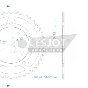 Couronne Acier - 45 Dents - Made in Germany