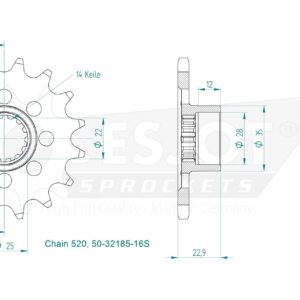 Pignon Lightweight - 520 - 16 Dents - Made in Germany