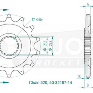 Pignon TT HONDA - CRF 250 R - 520 / 14 dents