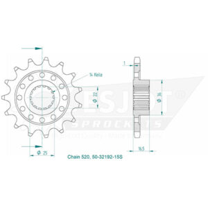 Esjot - Pignon - 520 - 15 dents - Made in Germany