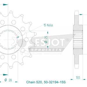 Pignon lightweight - 520 - 15 dents - Made in Germany - JTF710