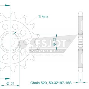 Pignon - 15 Dents Light - Made in Germany
