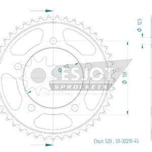 Couronne Acier compatible avec la marque Honda - 520 - 45 Dents - Made in Germany