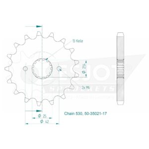 Pignon Yamaha - 530 - 17 Dents - Made in Germany