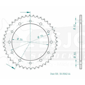 Couronne Acier Honda - 530 - 44 Dents - Similaire JTR343 - Made in Germany