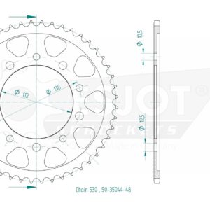 Couronne Acier compatible avec la marque Yamaha - 530 - 48 Dents - Similaire JTR302 - Made in Germany