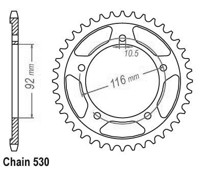 Couronne Acier compatible avec la marque Kawasaki - 530 - 42 Dents - Similaire JTR1493 - Made in Germany