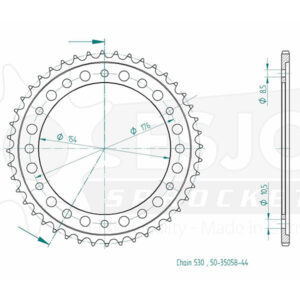Couronne Acier compatible avec la marque Honda - 530 - 44 Dents - Made in Germany
