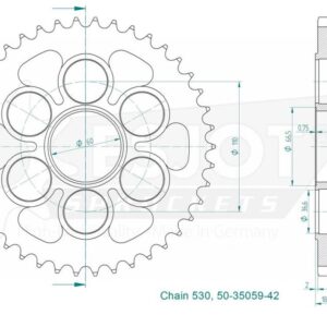 Couronne Acier Ducati - 530 - 40 Dents - Made in Germany