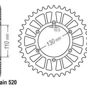 Couronne Alu - 520 - 43 Dents - Made in Germany