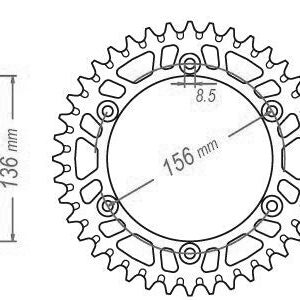 Couronne Alu TT Gas Gas Rouge - 520 - 48 Dents - Made in Germany