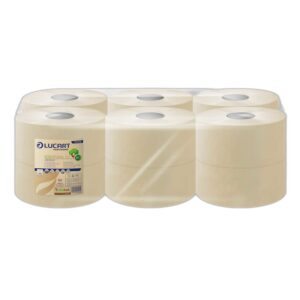 Papier toilette mini jumbo econatural type 200m eco label les 12 rouleaux - LUCART - Papier toilette et distributeur