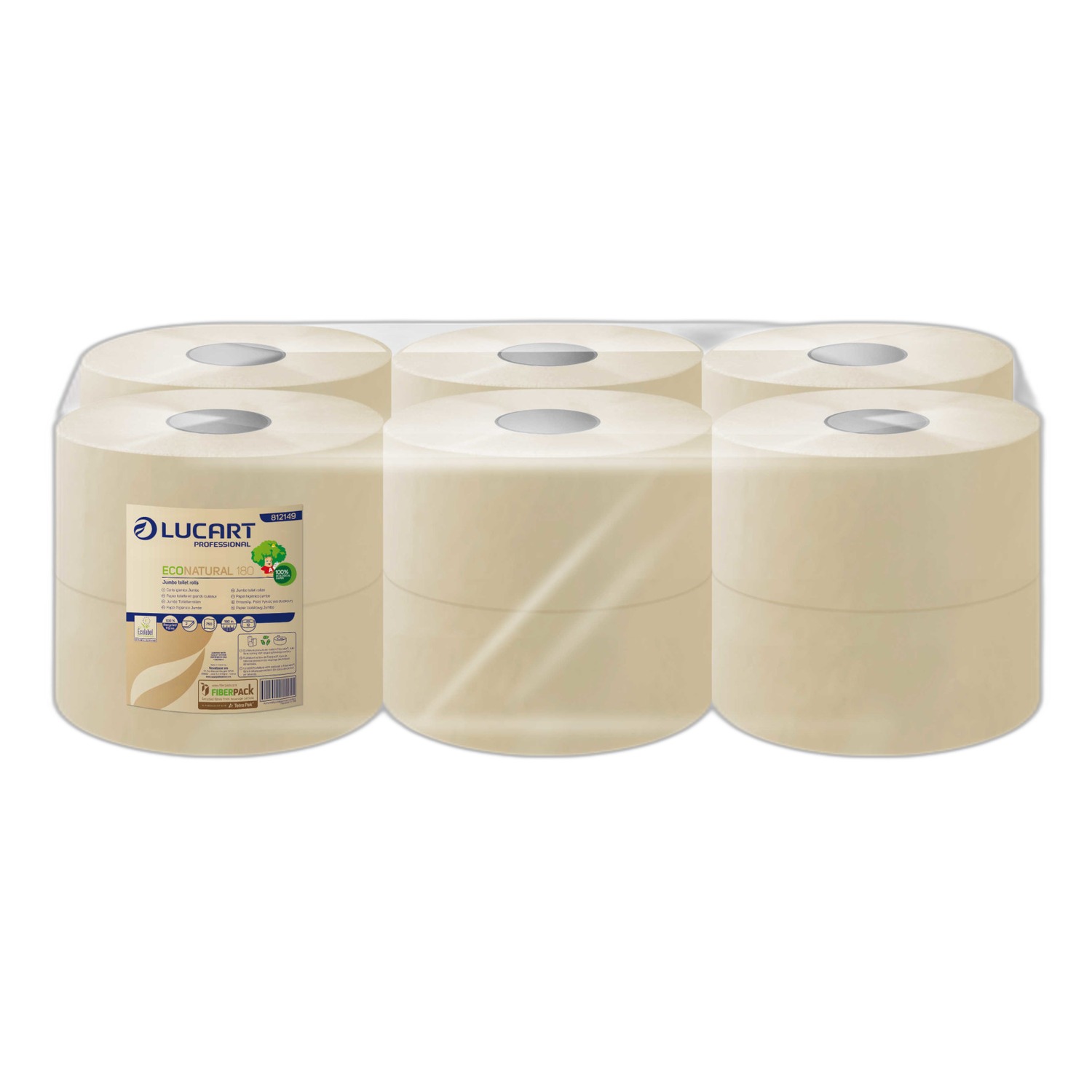 Papier toilette mini jumbo econatural type 200m eco label les 12 rouleaux - LUCART - Papier toilette et distributeur