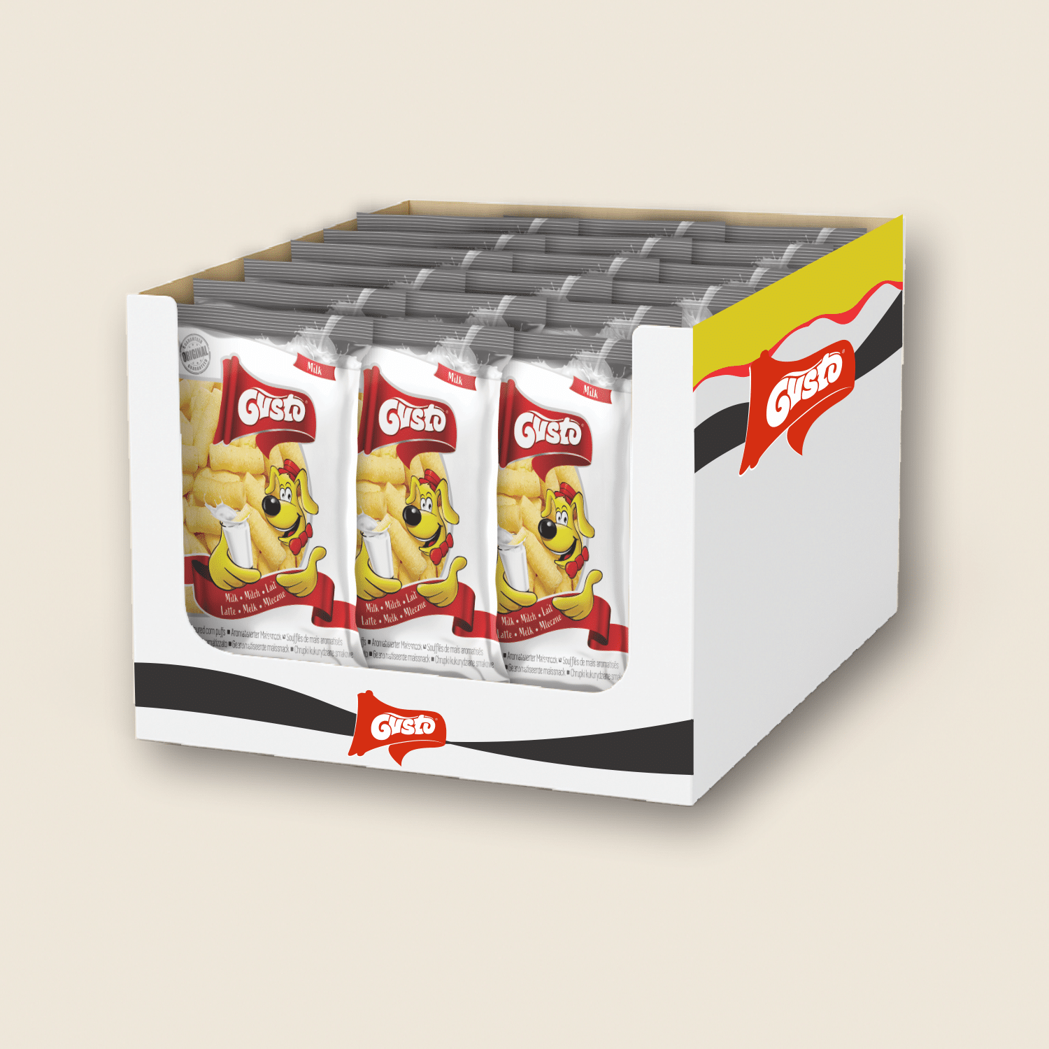 GUSTO CORN PUFFS MILK 80G - VENDU PAR 1, 3, 6, 12 OU 18 PAQUETS – Image 2