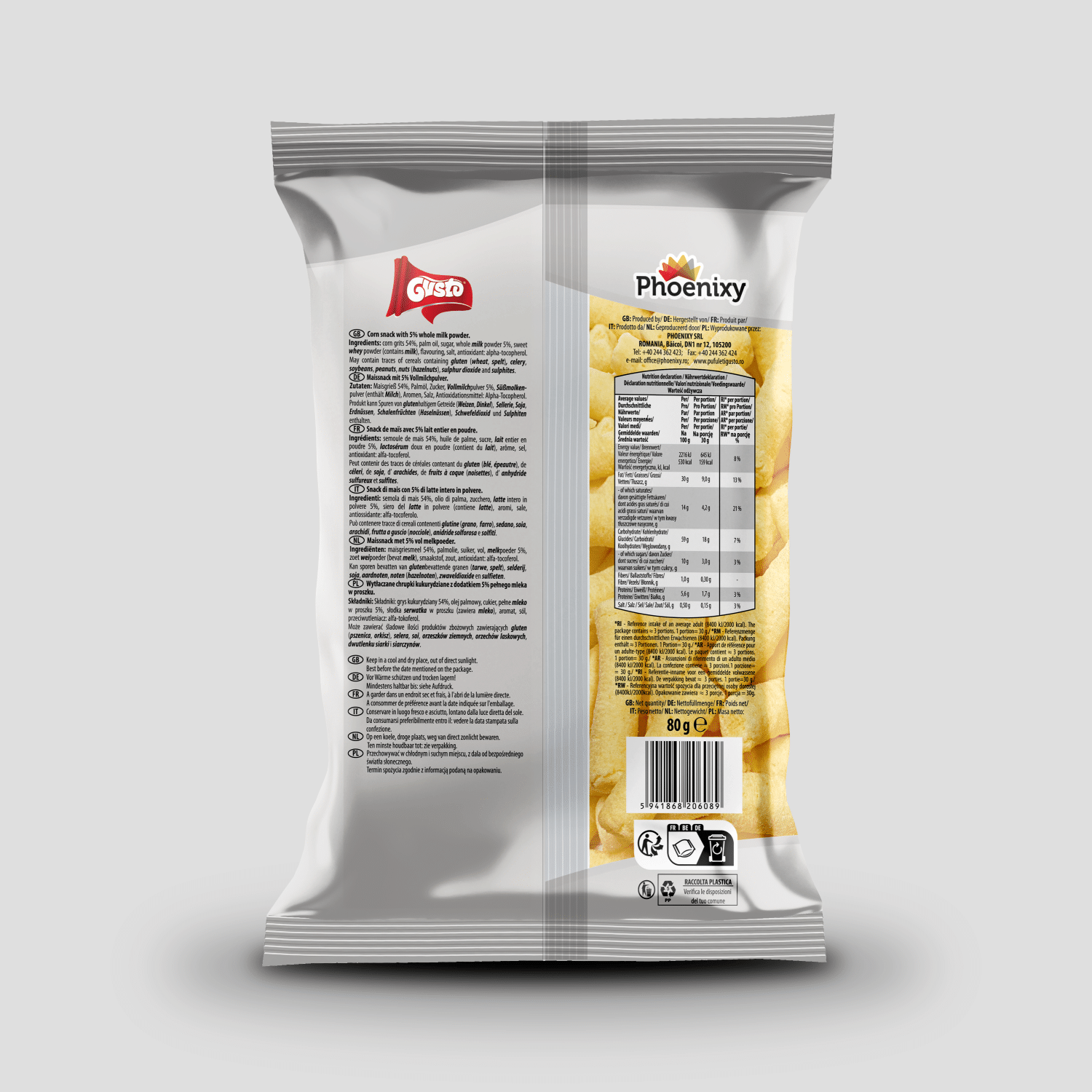 GUSTO CORN PUFFS MILK 80G - VENDU PAR 1, 3, 6, 12 OU 18 PAQUETS – Image 3