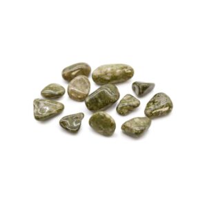 Sachet de 12 pierres roulées africaines moyennes - Flocon de neige Epidote- Vendu par 1