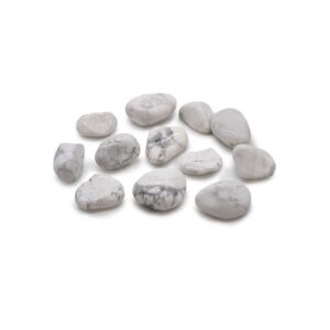 Sachet de 12 pierres roulées africaines moyennes - Howlite blanche - Magnésite- Vendu par 1