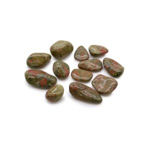 Sachet de 12 pierres roulées africaines moyennes - Unakite- Vendu par 1