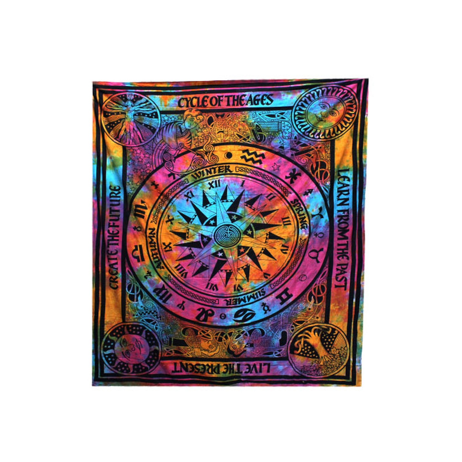 Couvre-lit double en coton + tenture murale - Cercle des Âges- Vendu par 1