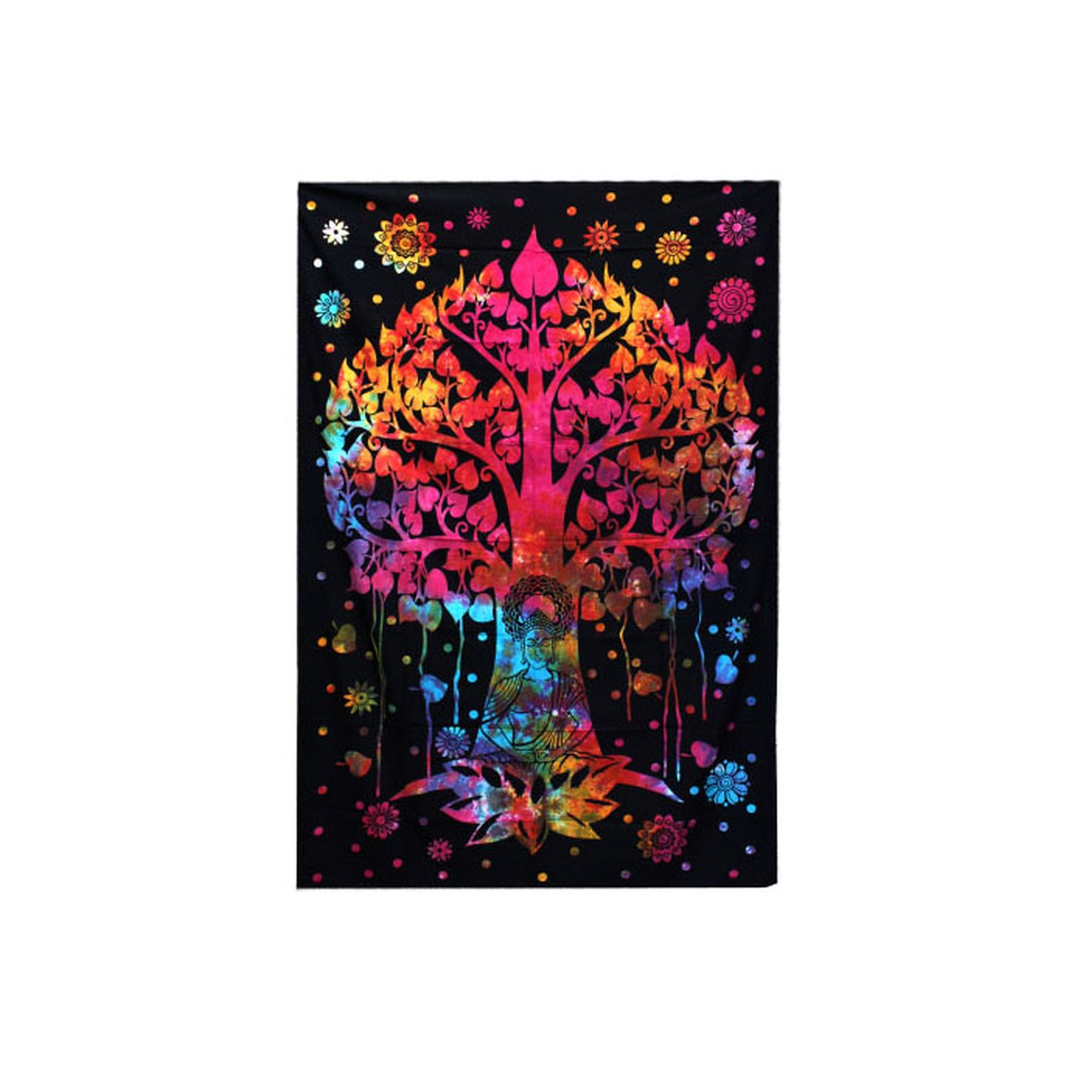Couvre-lit double en coton + tenture murale - Arbre Bodhi- Vendu par 1