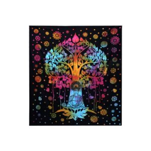Couvre-lit simple en coton + tenture murale - Arbre Bodhi- Vendu par 1