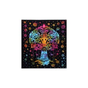Couvre-lit simple en coton + tenture murale - Arbre Bodhi- Vendu par 1