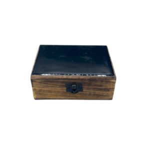 Boîte Moyenne en Bois Verni en Céramique - 15x10x6cm - Noir- Vendu par 1