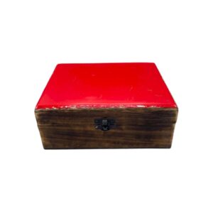 Grande Boîte en Bois Verni en Céramique - 20x15x7.5cm - Rouge- Vendu par 1