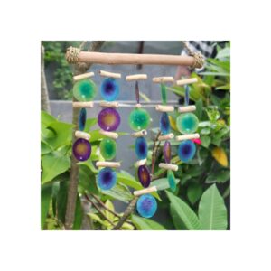 Carillon en bois flotté vert et violet- Vendu par 1