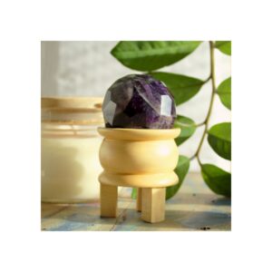 Boule de guérison à facettes et support en pierre précieuse - Améthyste- Vendu par 1