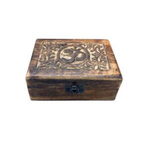 Boîte à souvenirs en bois moyenne 15x10x6cm - Om- Vendu par 1