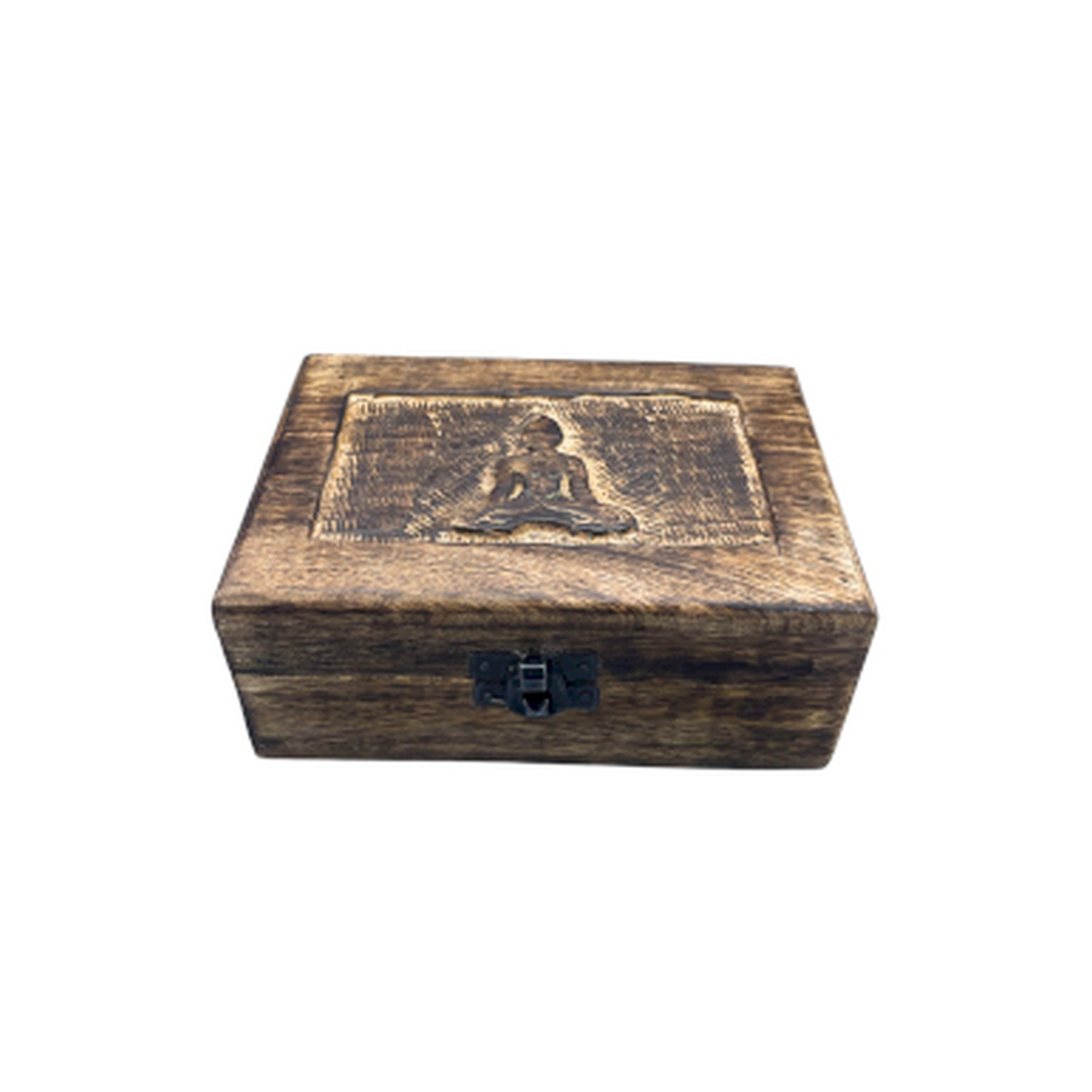 Boîte à souvenirs en bois moyenne 15x10x6cm - Bouddha- Vendu par 1