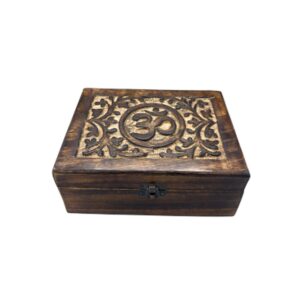 Grande boîte à souvenirs en bois 20x15x7,5cm - Om- Vendu par 1