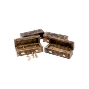 Boîte à fumée cône d'encens 6" - Bois de manguier- Vendu par 1