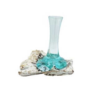 Verre fondu sur bois blanchi à la chaux - Vase - Petit- Vendu par 1
