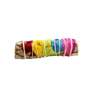 Smudge Stick - 7 Chakras Pétales de Rose Sauge 10 cm (Chakra)- Vendu par 1