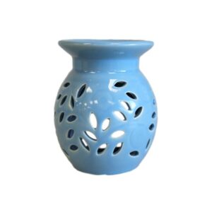 Brûleur à Huile Floral - Bleu- Vendu par 1