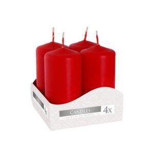 Set de Bougies Piliers 40x80mm (4 pièces) - Rouge- Vendu par 1