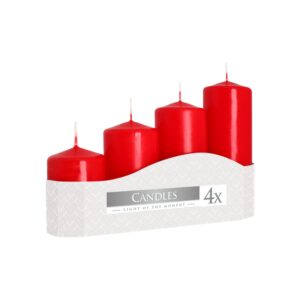 Set de Bougies Piliers 50mm (11/16/22/33H) (4 pièces) - Rouge- Vendu par 1