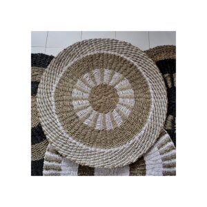 Jonc de mer rond blanc et beige - Soleil intérieur - 1m- Vendu par 1