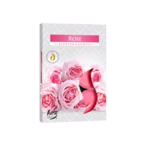 Lot de 6 bougies chauffe-plat parfumées - Rose- Vendu par 1