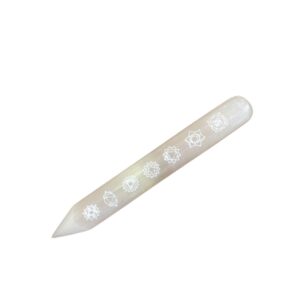 Baguette de sélénite - (Pointe à une extrémité) 7 Chakra (14-16 cm)- Vendu par 1