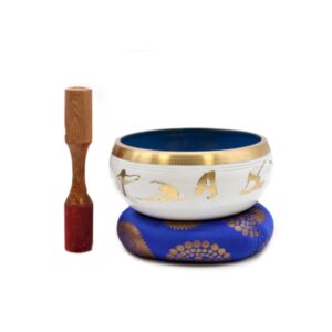 Ensemble de bols chantants Lrg Yoga Moves - Blanc/Bleu 14 cm- Vendu par 1