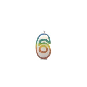 BOUGIE CHIFFRE 6 ARC-EN-CIEL 8CM