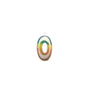 BOUGIE CHIFFRE 0 ARC-EN-CIEL 8CM
