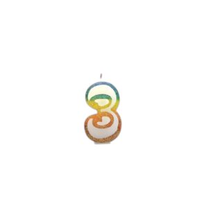 BOUGIE CHIFFRE 3 ARC-EN-CIEL 8CM