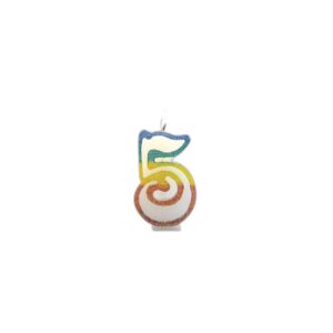 BOUGIE CHIFFRE 5 ARC-EN-CIEL 8CM