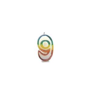 BOUGIE CHIFFRE 9 ARC-EN-CIEL 8CM