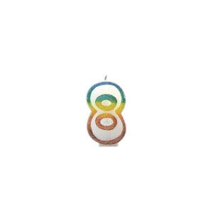 BOUGIE CHIFFRE 8 ARC-EN-CIEL 8CM