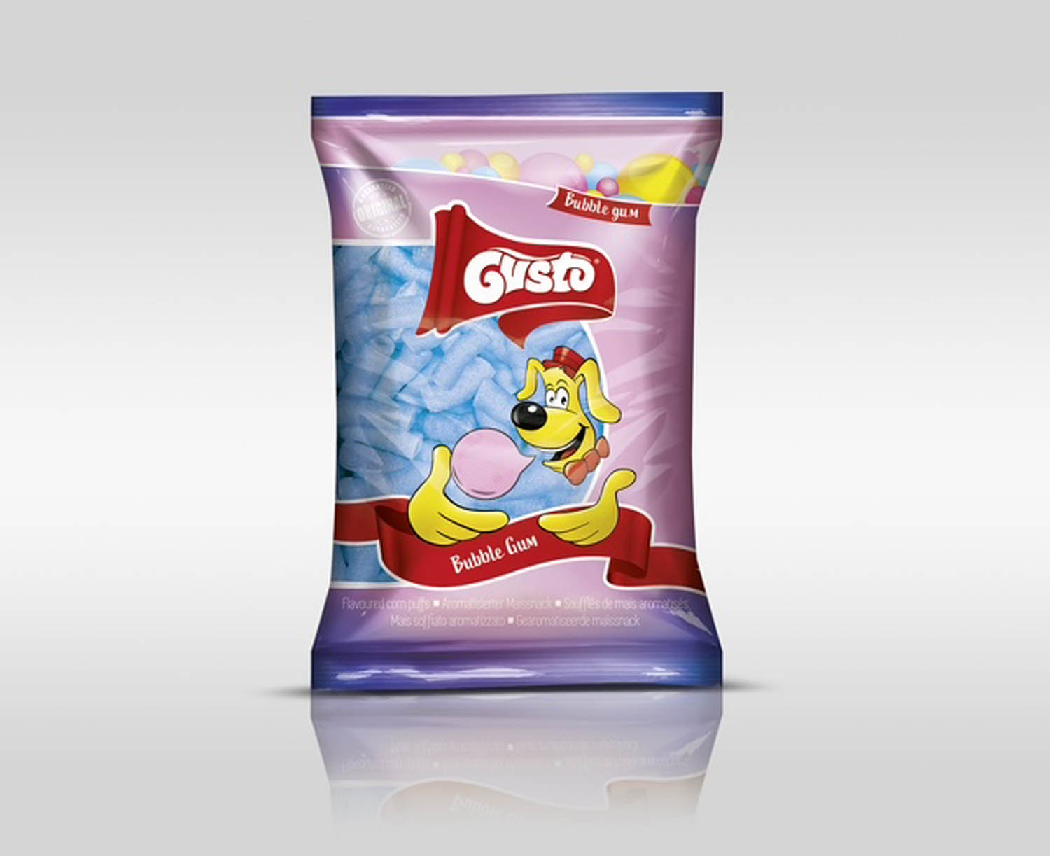 GUSTO CORN PUFFS BUBBLE GUM 6x80G
